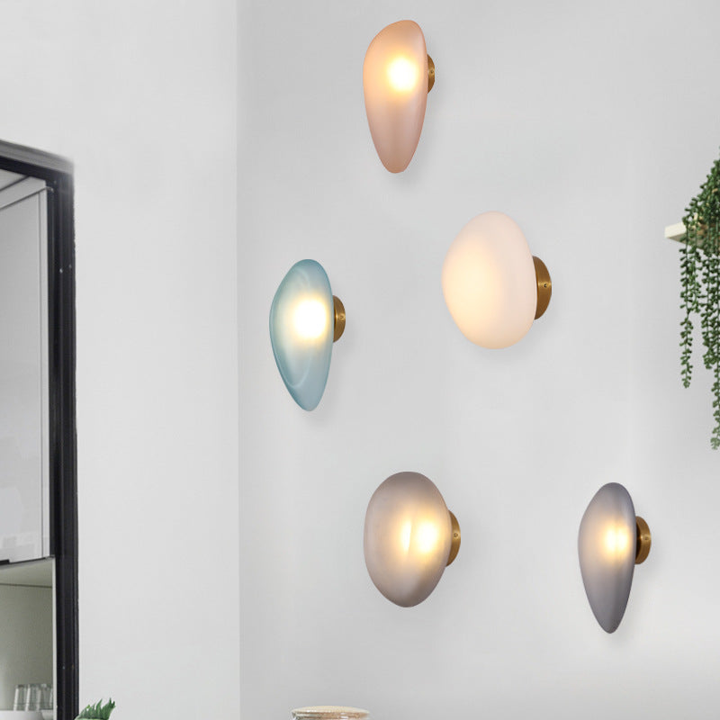 Frosted Glass Cobblestone Wall Sconce Art Deco 1-Light Wall Mount Light for Living Room