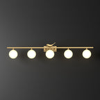 Ball Bathroom Vanity Sconce Opal Glass Postmodern Wall Light with Bird Decor in Brass