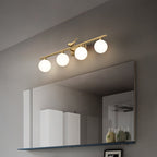 Ball Bathroom Vanity Sconce Opal Glass Postmodern Wall Light with Bird Decor in Brass