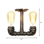 Steampunk Pipe Semi Flush Light Wrought Iron Close to Ceiling Light in Bronze for Living Room