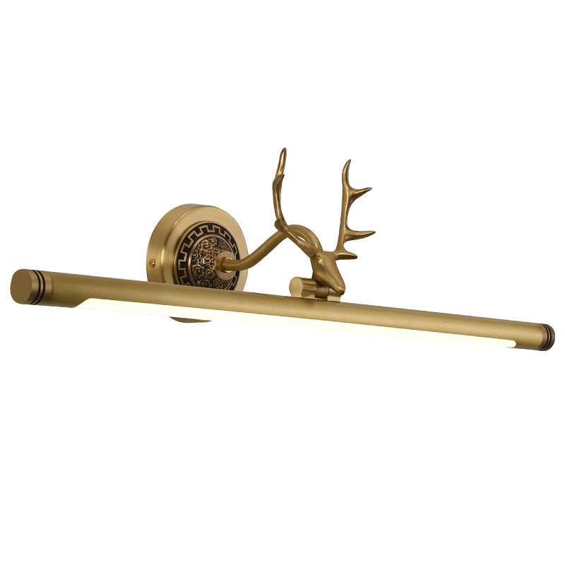 Rustic Antler Wall Lamp Metal Rotatable LED Tube Vanity Light Fixture for Bathroom