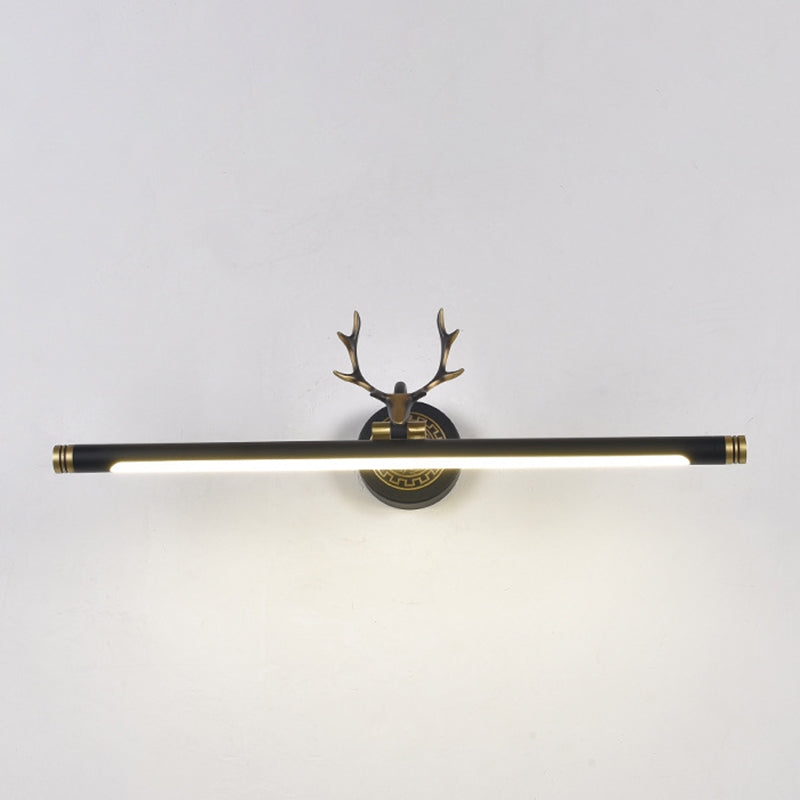 Rustic Antler Wall Lamp Metal Rotatable LED Tube Vanity Light Fixture for Bathroom