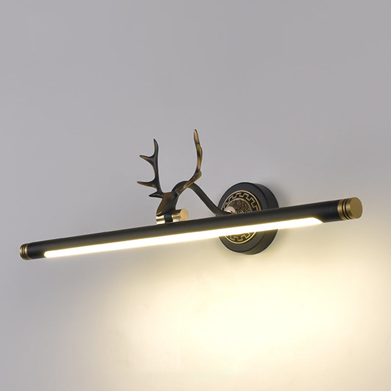 Rustic Antler Wall Lamp Metal Rotatable LED Tube Vanity Light Fixture for Bathroom