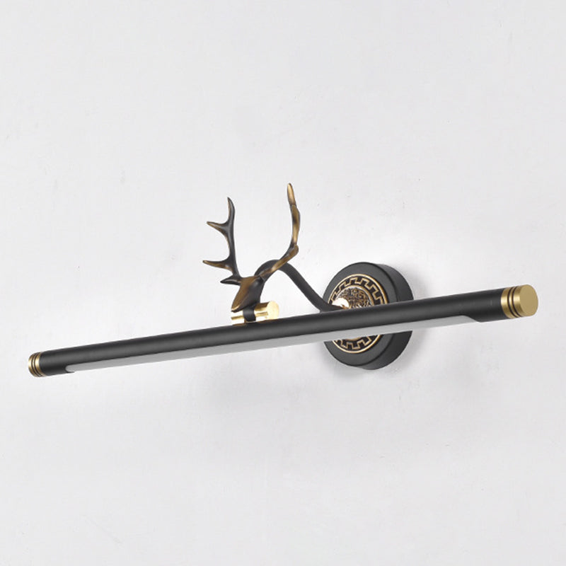 Rustic Antler Wall Lamp Metal Rotatable LED Tube Vanity Light Fixture for Bathroom