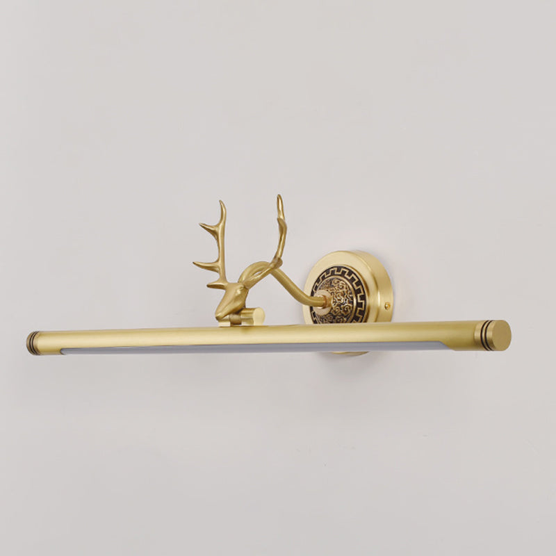 Rustic Antler Wall Lamp Metal Rotatable LED Tube Vanity Light Fixture for Bathroom
