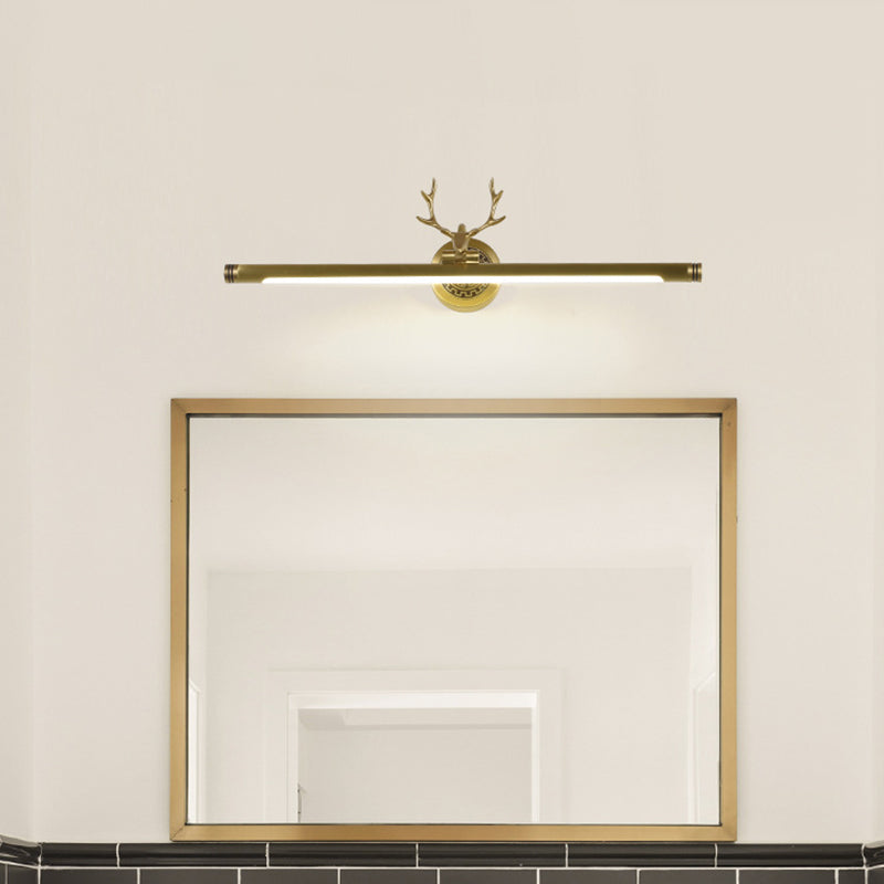 Rustic Antler Wall Lamp Metal Rotatable LED Tube Vanity Light Fixture for Bathroom