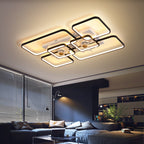 Remote Control Rectangular Ceiling Fan Lamp Contemporary Acrylic Living Room LED Semi Flush Light with 7-Blade