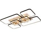 Remote Control Rectangular Ceiling Fan Lamp Contemporary Acrylic Living Room LED Semi Flush Light with 7-Blade