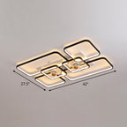 Remote Control Rectangular Ceiling Fan Lamp Contemporary Acrylic Living Room LED Semi Flush Light with 7-Blade