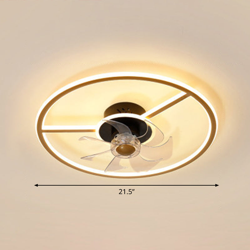 Remote Control Rectangular Ceiling Fan Lamp Contemporary Acrylic Living Room LED Semi Flush Light with 7-Blade