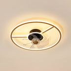 Remote Control Rectangular Ceiling Fan Lamp Contemporary Acrylic Living Room LED Semi Flush Light with 7-Blade