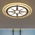 White Compass Flushmount Light Creative Acrylic Ceiling Fixture for Nursing Room