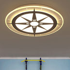 White Compass Flushmount Light Creative Acrylic Ceiling Fixture for Nursing Room
