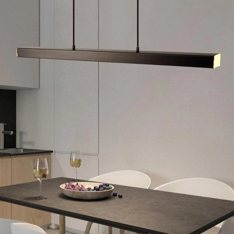 Arisha Modern LED Pendant Light Linear Black/Brown Dining Room Metal