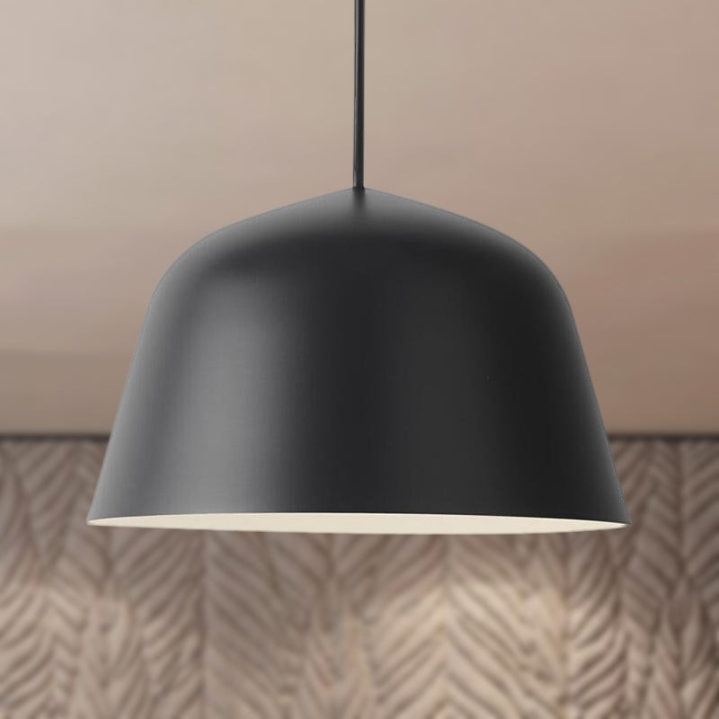 Nordic Style Dome Shade Hanging Ceiling Light 10"/16" Dia 1 Light Metal Pendant Lamp in Black/Green for Bedroom
