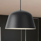 Nordic Style Dome Shade Hanging Ceiling Light 10"/16" Dia 1 Light Metal Pendant Lamp in Black/Green for Bedroom