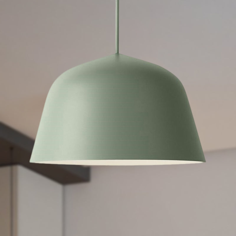 Nordic Style Dome Shade Hanging Ceiling Light 10"/16" Dia 1 Light Metal Pendant Lamp in Black/Green for Bedroom