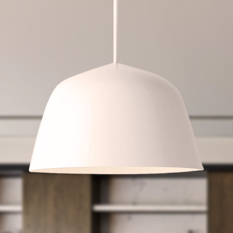 Nordic Style Dome Shade Hanging Ceiling Light 10"/16" Dia 1 Light Metal Pendant Lamp in Black/Green for Bedroom