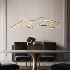 Metal 5-Ring Island Lighting Minimalist Golden LED Hanging Light for Dining Room