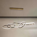 Metal 5-Ring Island Lighting Minimalist Golden LED Hanging Light for Dining Room