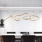 Metal 5-Ring Island Lighting Minimalist Golden LED Hanging Light for Dining Room