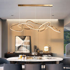 Metal 5-Ring Island Lighting Minimalist Golden LED Hanging Light for Dining Room