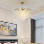 Tiered Discs Suspension Lighting Modern Dining Room Ceiling Chandelier in Brass-White