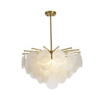 Tiered Discs Suspension Lighting Modern Dining Room Ceiling Chandelier in Brass-White