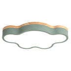 Acrylic Cloud Flush Ceiling Light Fixture Nordic LED Flush Mount Lighting with Metal Shade and Wood Canopy