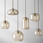 Cognac Glass Pendant Light Modern Minimalist 1-Light Pendant Lighting For Dining Room Table