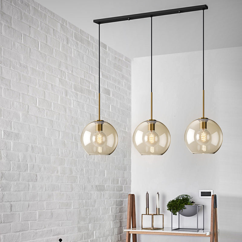 Cognac Glass Pendant Light Modern Minimalist 1-Light Pendant Lighting For Dining Room Table