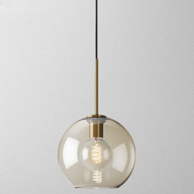 Cognac Glass Pendant Light Modern Minimalist 1-Light Pendant Lighting For Dining Room Table