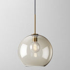 Cognac Glass Pendant Light Modern Minimalist 1-Light Pendant Lighting For Dining Room Table