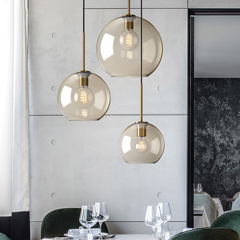 Cognac Glass Pendant Light Modern Minimalist 1-Light Pendant Lighting For Dining Room Table