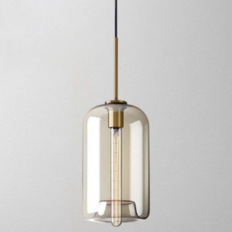 Cognac Glass Pendant Light Modern Minimalist 1-Light Pendant Lighting For Dining Room Table
