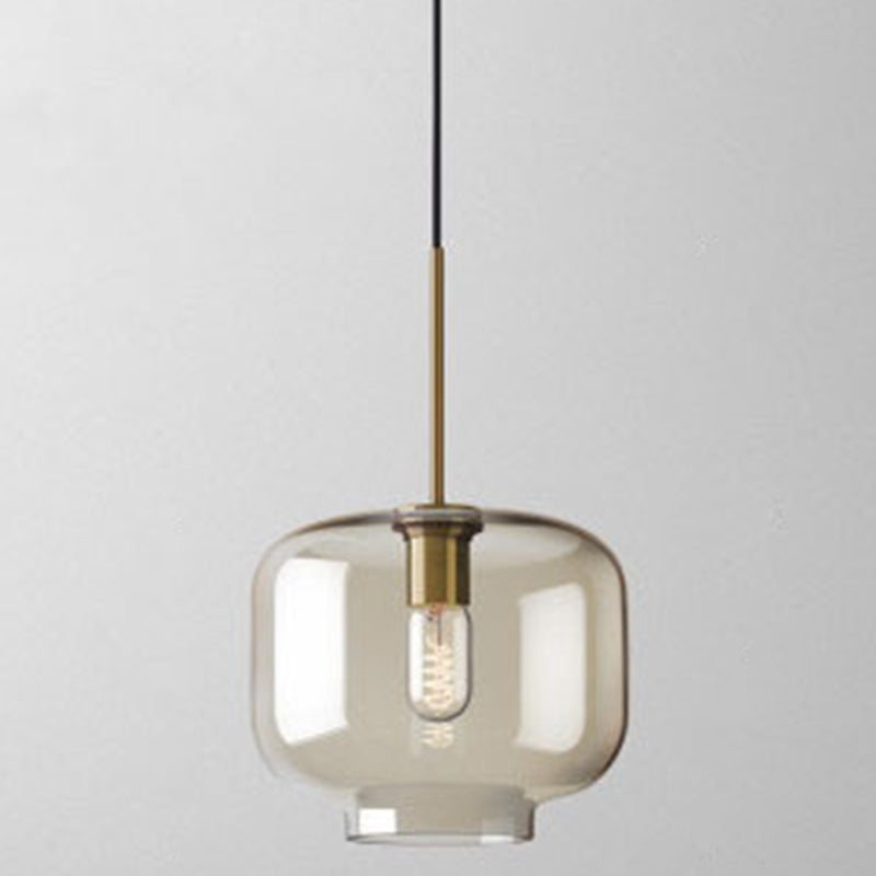Cognac Glass Pendant Light Modern Minimalist 1-Light Pendant Lighting For Dining Room Table