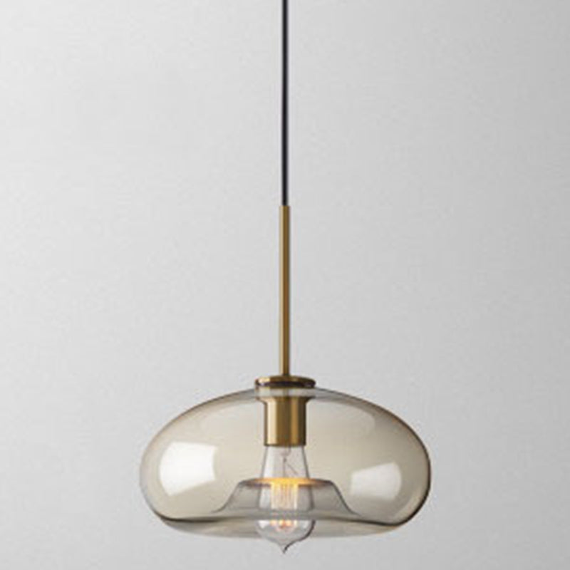 Cognac Glass Pendant Light Modern Minimalist 1-Light Pendant Lighting For Dining Room Table