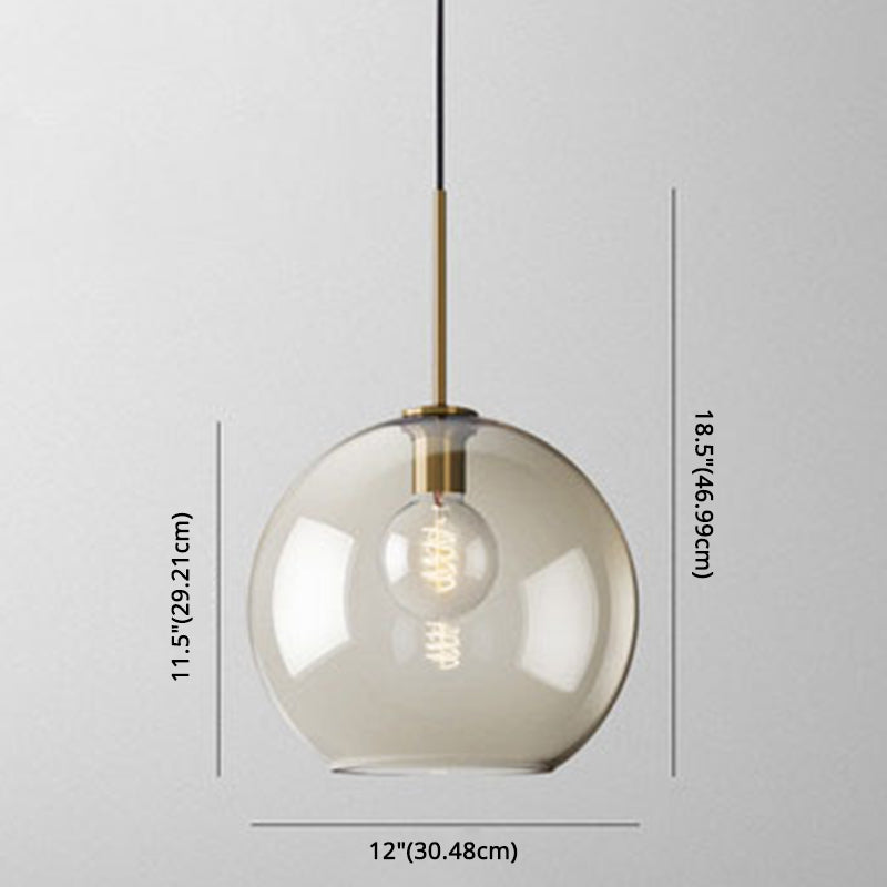 Cognac Glass Pendant Light Modern Minimalist 1-Light Pendant Lighting For Dining Room Table