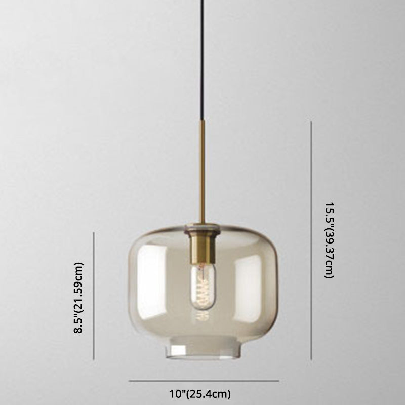 Cognac Glass Pendant Light Modern Minimalist 1-Light Pendant Lighting For Dining Room Table