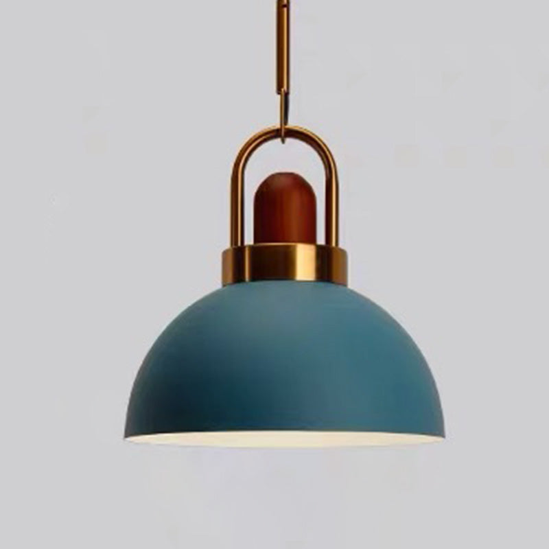 1-Light Bowl Pendant Lamp Nordic Macarons Style Metal Restaurant Hanging Lamp