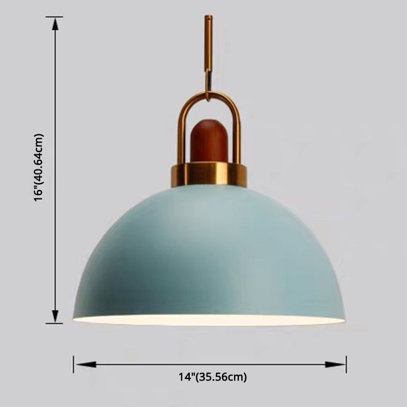 1-Light Bowl Pendant Lamp Nordic Macarons Style Metal Restaurant Hanging Lamp