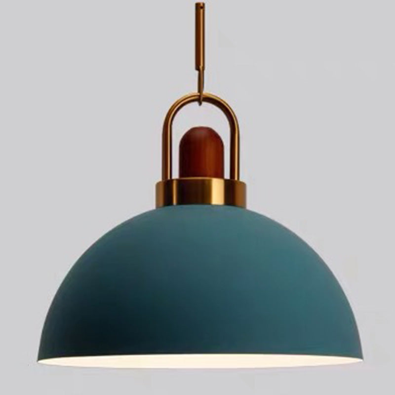 1-Light Bowl Pendant Lamp Nordic Macarons Style Metal Restaurant Hanging Lamp