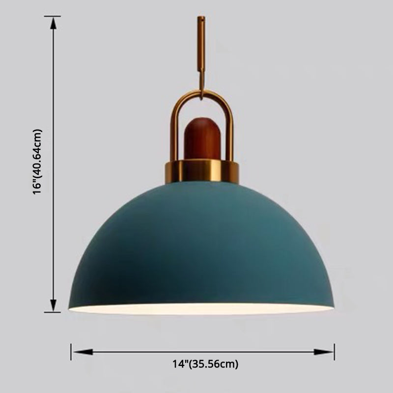 1-Light Bowl Pendant Lamp Nordic Macarons Style Metal Restaurant Hanging Lamp