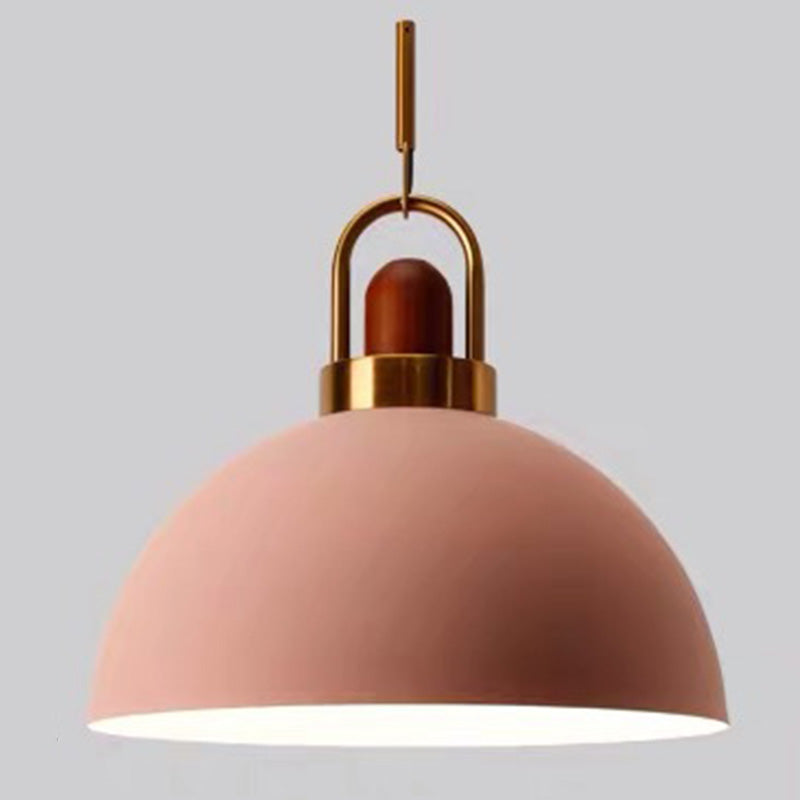 1-Light Bowl Pendant Lamp Nordic Macarons Style Metal Restaurant Hanging Lamp