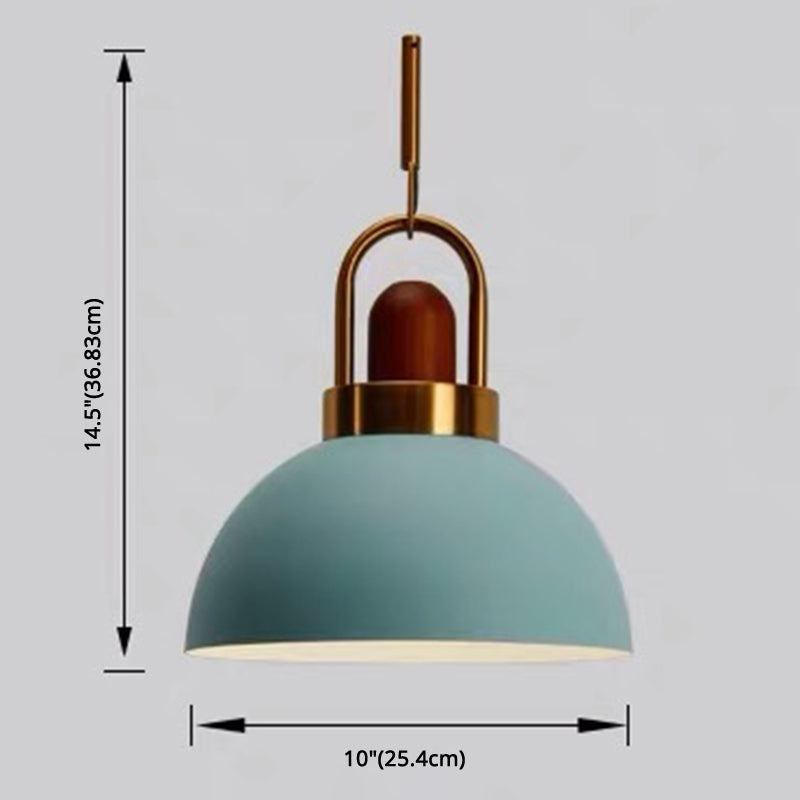 1-Light Bowl Pendant Lamp Nordic Macarons Style Metal Restaurant Hanging Lamp