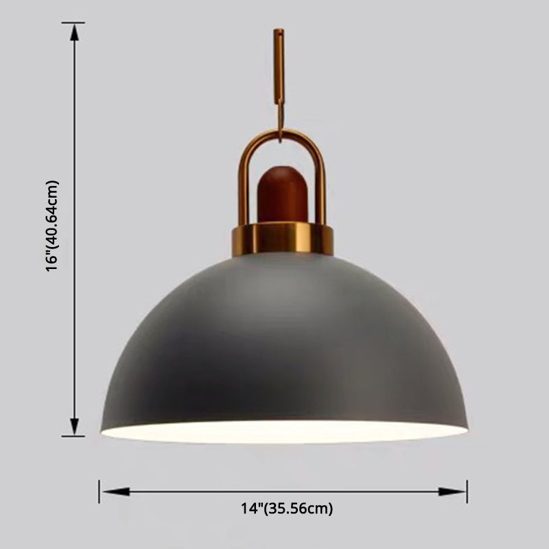 1-Light Bowl Pendant Lamp Nordic Macarons Style Metal Restaurant Hanging Lamp