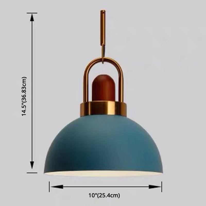 1-Light Bowl Pendant Lamp Nordic Macarons Style Metal Restaurant Hanging Lamp