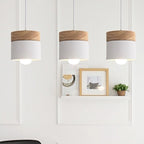 Modern Minimalist Wooden Top Pendant Light Metal Macarons 1-Light Pendant Lighting