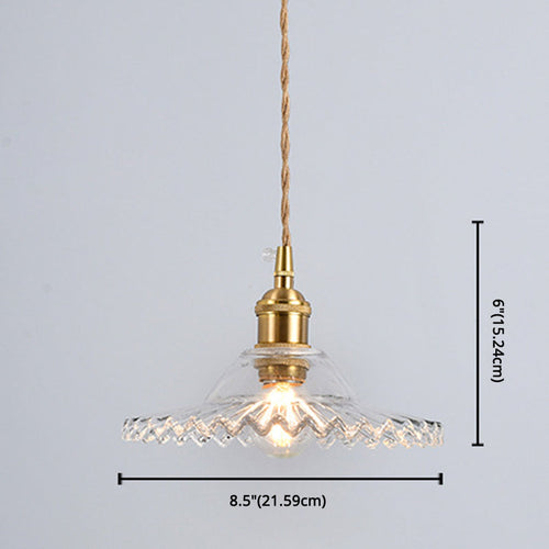 Vintage Industrial Scalloped Edge Pendant Light 1 Light Glass Hanging Light for Living Room
