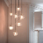 1 Light Globe Pendant Lamp Modern Clear Double Glass Hanging Lamp for Living Room
